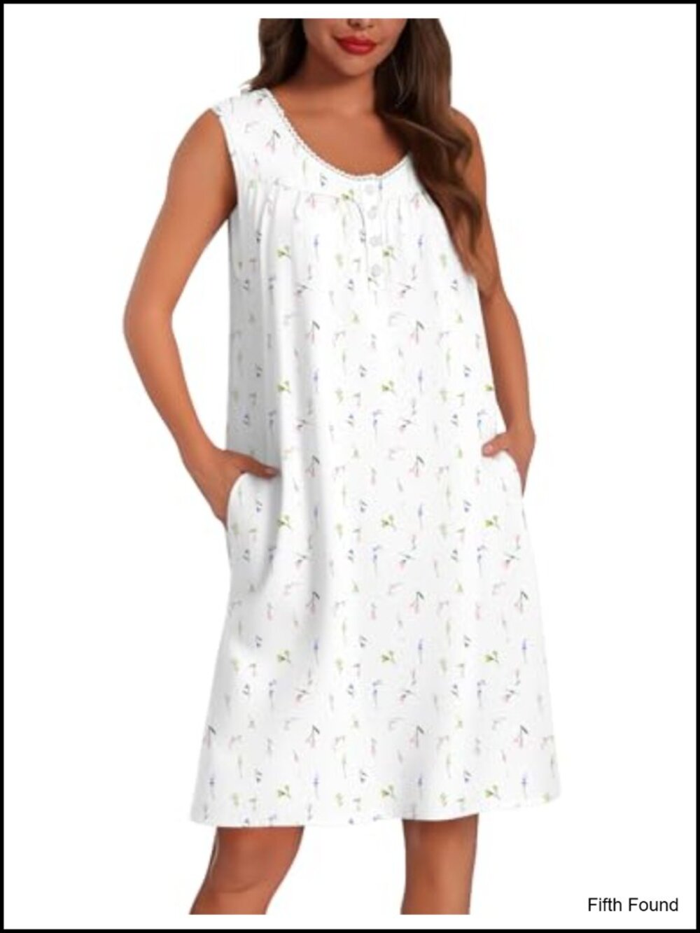 Ekouaer Cotton Nightgown Women Tank Sleeveless Sleep Shirt Pockets